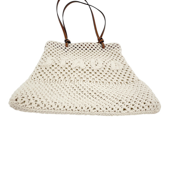 STAUD Crocheted Porte Tote Bag in Cream - Picture 8 of 13